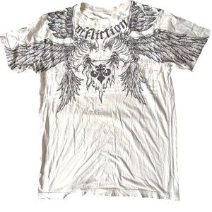 Rare  ▶️ Affliction ◀️ Birds of Prey Beige Y2K T-Shirt Size L